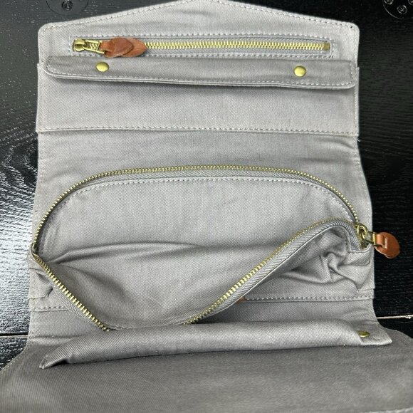 Madewell Folding Jewelry Travel Case Pouch Organizer Blue Green Tartan Plaid - Picture 5 of 7